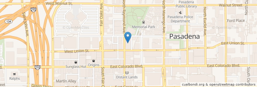Mapa de ubicacion de Pasadena Senior Center en アメリカ合衆国, カリフォルニア州, Los Angeles County, Pasadena.