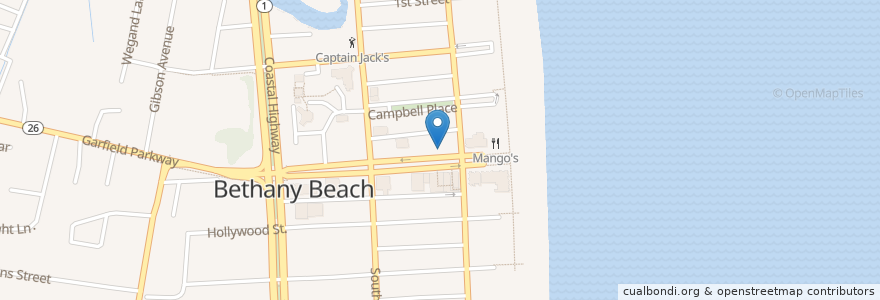 Mapa de ubicacion de The Penguin en 미국, 델라웨어, Sussex County, Bethany Beach.