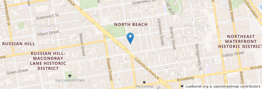 Mapa de ubicacion de Tony Nik's Cafe en Amerika Birleşik Devletleri, Kaliforniya, San Francisco, San Francisco.