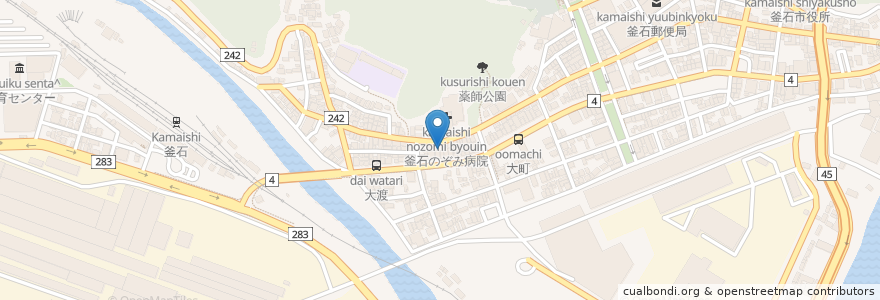 Mapa de ubicacion de くにや en Japão, 岩手県, 釜石市.