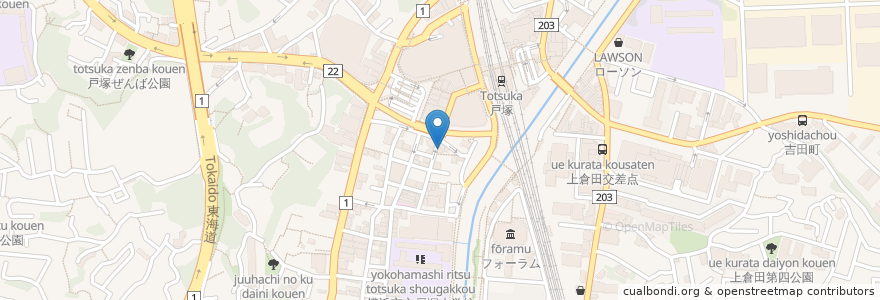 Mapa de ubicacion de ラー麺 つくも en Japan, Präfektur Kanagawa, Yokohama, 戸塚区.
