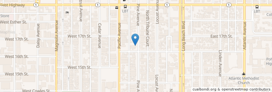 Mapa de ubicacion de Long Beach Lutheran Social Services en United States, California, Los Angeles County, Long Beach.