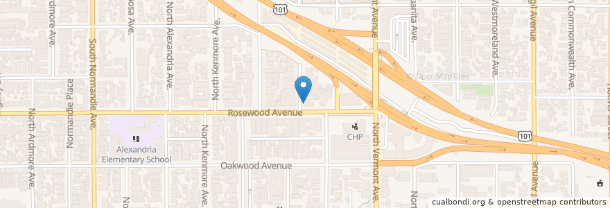 Mapa de ubicacion de Los Angeles Housing Partnership / Rosewood Gardens Senior Apartments en Verenigde Staten, Californië, Los Angeles County, Los Angeles.