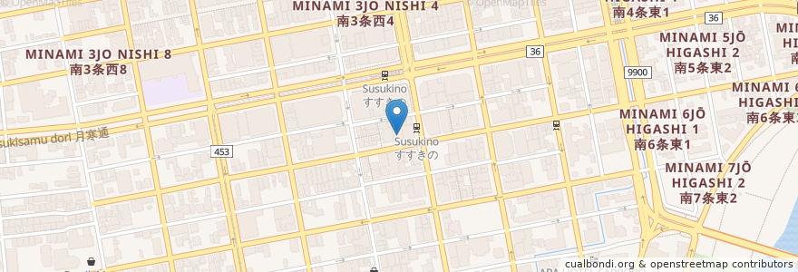 Mapa de ubicacion de 南興ビル en Japonya, 北海道, 石狩振興局, 札幌市, 中央区.