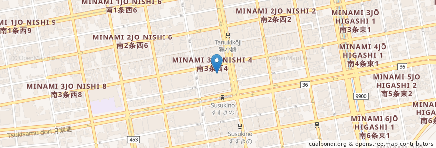 Mapa de ubicacion de ウィンズ札幌 en Japonya, 北海道, 石狩振興局, 札幌市, 中央区.