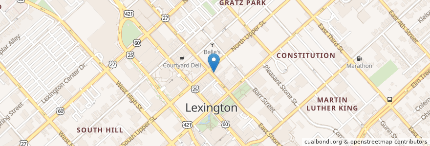 Mapa de ubicacion de Shorty's Tap Room en Vereinigte Staaten Von Amerika, Kentucky, Fayette County, Lexington.