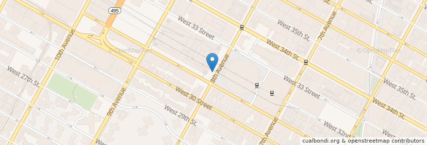 Mapa de ubicacion de Citi Bike - 8 Ave & W 31 St en Estados Unidos De América, Nueva York, Nueva York, New York County, Manhattan, Manhattan Community Board 4.