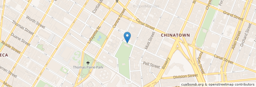 Mapa de ubicacion de Citi Bike - Bayard St & Baxter St en 美利坚合众国/美利堅合眾國, 纽约州 / 紐約州, 纽约, 纽约县, Manhattan.