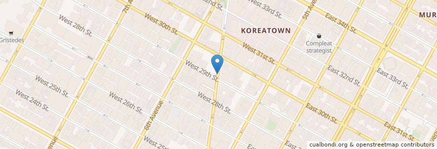 Mapa de ubicacion de Citi Bike - Broadway & W 29 St en 美利坚合众国/美利堅合眾國, 纽约州 / 紐約州, 纽约, 纽约县, Manhattan, Manhattan Community Board 5.
