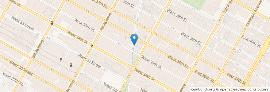 Mapa de ubicacion de Citi Bike - Broadway & W 36 St en 미국, 뉴욕, New York, New York County, Manhattan, Manhattan Community Board 5.