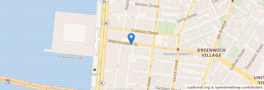 Mapa de ubicacion de Citi Bike - Greenwich St & W Houston St en Соединённые Штаты Америки, Нью-Йорк, Нью-Йорк, Округ Нью-Йорк, Манхэттен, Manhattan Community Board 2.