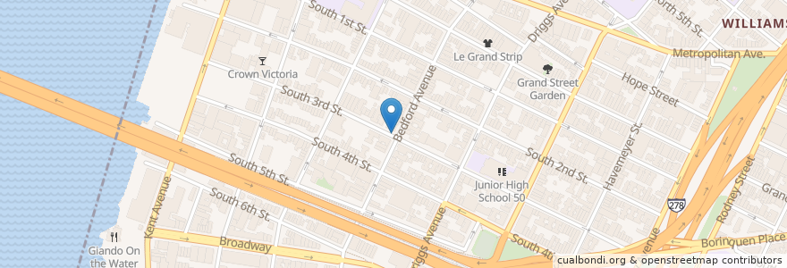 Mapa de ubicacion de Citi Bike - S 3 St & Bedford Ave en Соединённые Штаты Америки, Нью-Йорк, Нью-Йорк, Бруклин.