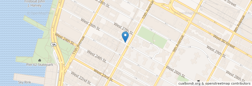 Mapa de ubicacion de Citi Bike - W 26 St & 10 Ave en Соединённые Штаты Америки, Нью-Йорк, Нью-Йорк, Округ Нью-Йорк, Манхэттен, Manhattan Community Board 4.