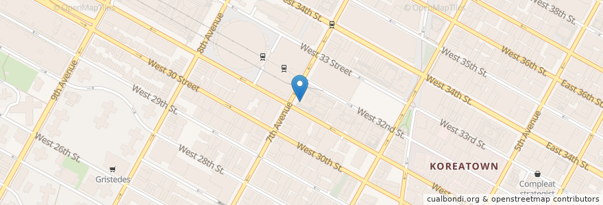 Mapa de ubicacion de Citi Bike - W 31 St & 7 Ave en Соединённые Штаты Америки, Нью-Йорк, Нью-Йорк, Округ Нью-Йорк, Манхэттен, Manhattan Community Board 5, Manhattan Community Board 4.
