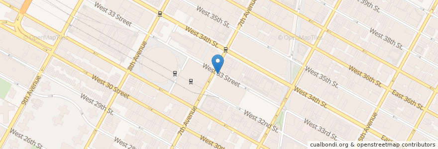 Mapa de ubicacion de Citi Bike - W 33 St & 7 Ave en الولايات المتّحدة الأمريكيّة, نيويورك, New York, New York County, Manhattan, Manhattan Community Board 5, Manhattan Community Board 4.