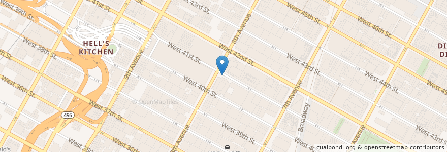 Mapa de ubicacion de Citi Bike - W 41 St & 8 Ave en Соединённые Штаты Америки, Нью-Йорк, Нью-Йорк, Округ Нью-Йорк, Манхэттен, Manhattan Community Board 5, Manhattan Community Board 4.