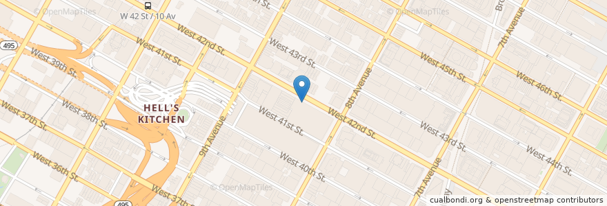 Mapa de ubicacion de Citi Bike - W 42 St & 8 Ave en الولايات المتّحدة الأمريكيّة, نيويورك, New York, New York County, Manhattan, Manhattan Community Board 4.