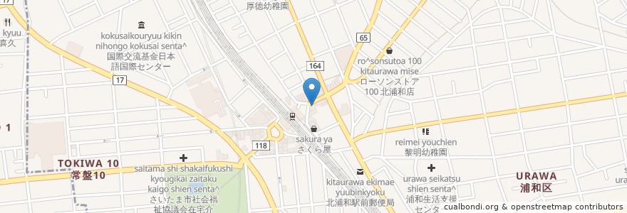 Mapa de ubicacion de すし三崎丸 en Japan, 埼玉県, さいたま市, 浦和区.