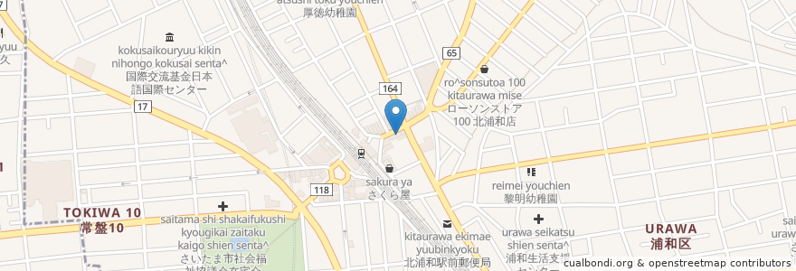 Mapa de ubicacion de 松屋北浦和東口店 en Japonya, 埼玉県, さいたま市, 浦和区.