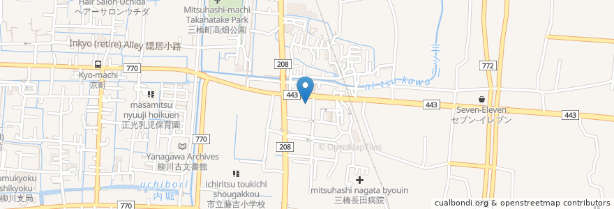 Mapa de ubicacion de 九州労働金庫 en 日本, 福岡県, 柳川市.