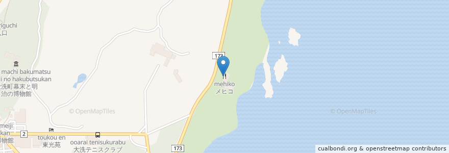Mapa de ubicacion de メヒコ en Japan, Ibaraki Prefecture, Higashiibaraki County, Oarai.