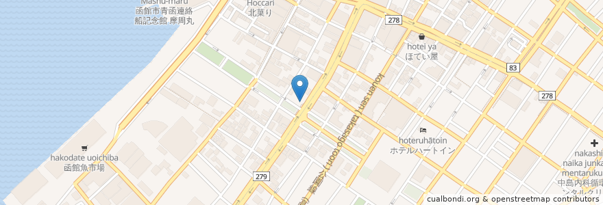 Mapa de ubicacion de トヨタレンタカ リース 函館駅前店 en Japan, Präfektur Hokkaido, 渡島総合振興局, 函館市.