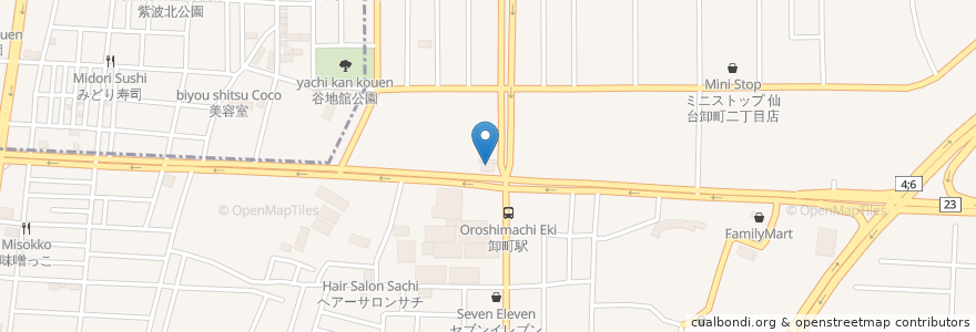 Mapa de ubicacion de コスモ en Japão, 宮城県, 仙台市, 若林区.