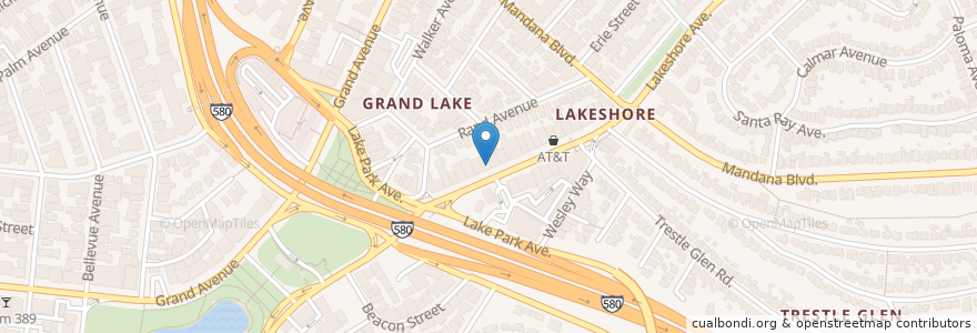 Mapa de ubicacion de Lakeshore Cafe en Vereinigte Staaten Von Amerika, Kalifornien, Alameda County, Oakland.