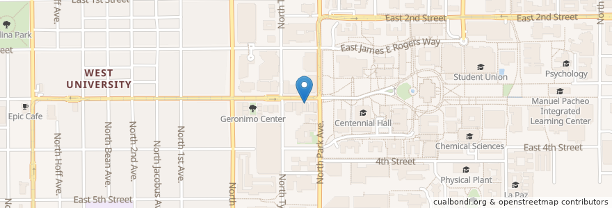Mapa de ubicacion de Espresso Art en Verenigde Staten, Arizona, Pima County, Tucson.