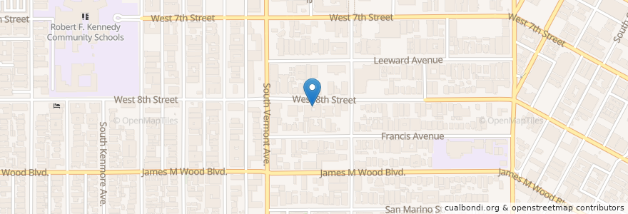 Mapa de ubicacion de First Unitarian Church of Los Angeles en Amerika Syarikat, California, Los Angeles County, Los Angeles.