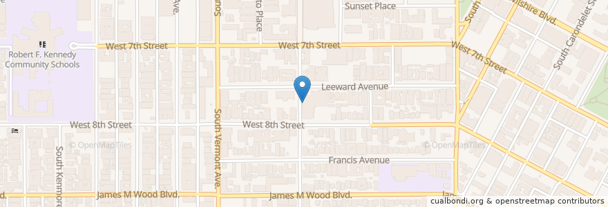 Mapa de ubicacion de First Baptist Church of Los Angeles en アメリカ合衆国, カリフォルニア州, Los Angeles County, ロサンゼルス.