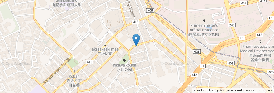 Mapa de ubicacion de 九州じゃんがら 赤坂店 en Japon, Tokyo, 港区.