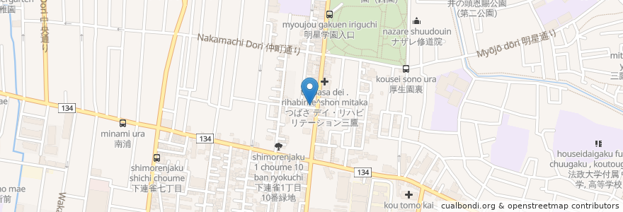Mapa de ubicacion de ミタカ歯科 en Japão, Tóquio, 三鷹市.