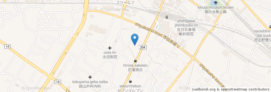 Mapa de ubicacion de 東漸寺 en Japon, Préfecture De Chiba, 習志野市.