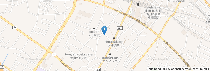 Mapa de ubicacion de 菊田公民館 en Japón, Prefectura De Chiba, Narashino.