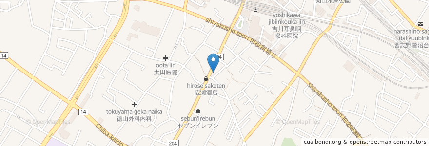 Mapa de ubicacion de 美角薬局 en Japonya, 千葉県, 習志野市.