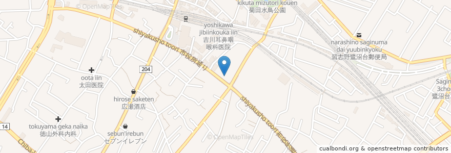 Mapa de ubicacion de 千葉信用金庫 津田沼支店 en 日本, 千葉県, 習志野市.