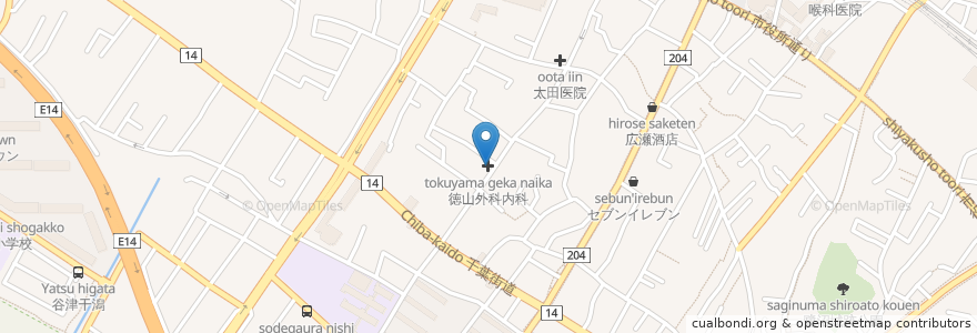 Mapa de ubicacion de 徳山外科内科 en Japan, Chiba Prefecture, Narashino.