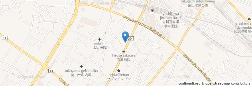 Mapa de ubicacion de わいがや en Japonya, 千葉県, 習志野市.