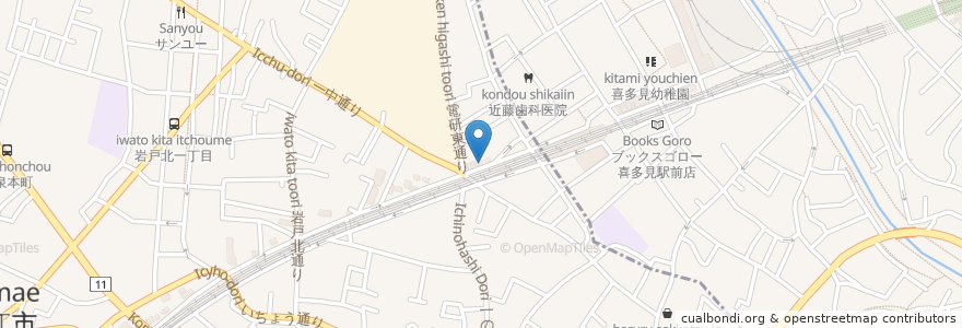 Mapa de ubicacion de ながた en Jepun, 東京都, 狛江市.