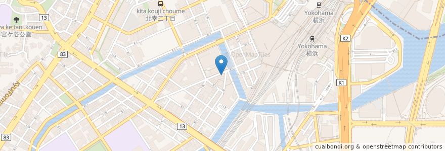 Mapa de ubicacion de 横濱　庵 en Japonya, 神奈川県, 横浜市, 西区.