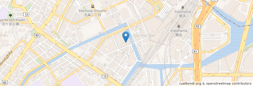 Mapa de ubicacion de (魚)はまの風 en Japão, 神奈川県, 横浜市, 西区.