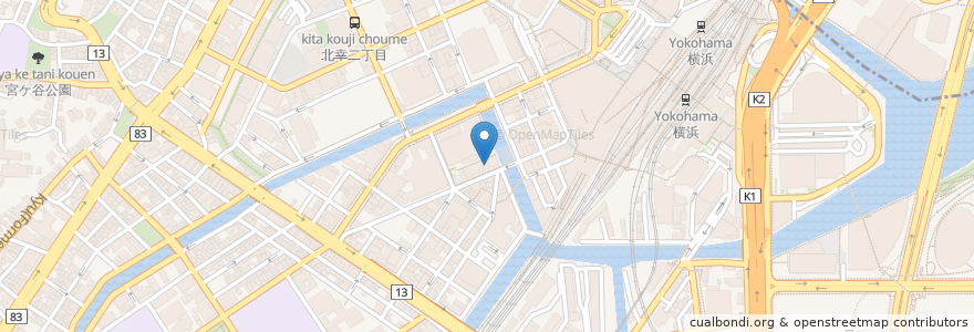 Mapa de ubicacion de ラーマヤナ en 日本, 神奈川県, 横浜市, 西区.