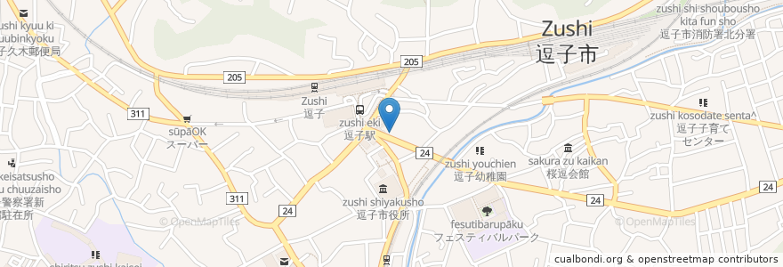 Mapa de ubicacion de マイパーキング逗子駅前 en 日本, 神奈川県, 逗子市.