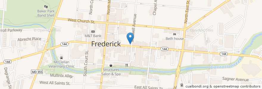 Mapa de ubicacion de Rex's Downtown Grill en Estados Unidos Da América, Maryland, Frederick County, Frederick.