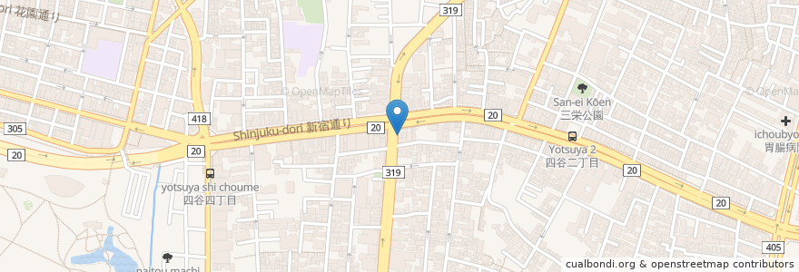 Mapa de ubicacion de なか卯 en اليابان, 東京都, 新宿区.