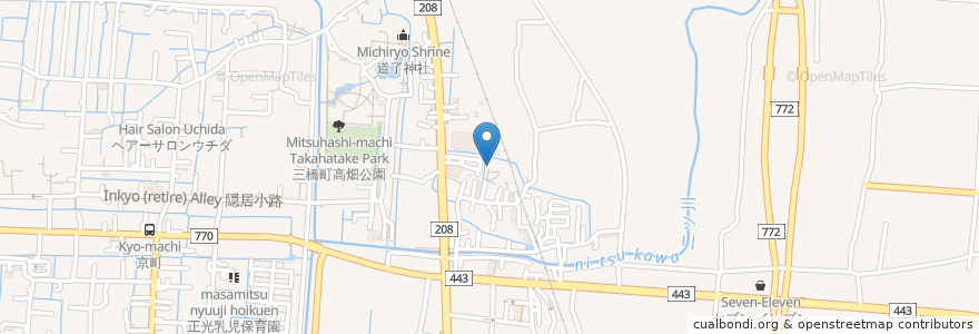 Mapa de ubicacion de 天満神社 en Japan, 福岡県, 柳川市.