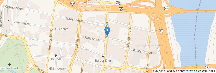 Mapa de ubicacion de City Steam Brewery Cafe and Restaurant en الولايات المتّحدة الأمريكيّة, كونيتيكت, Hartford County, Hartford.