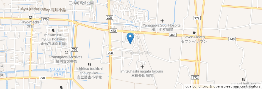 Mapa de ubicacion de Fukusenso en Japan, Fukuoka Prefecture, Yanagawa.