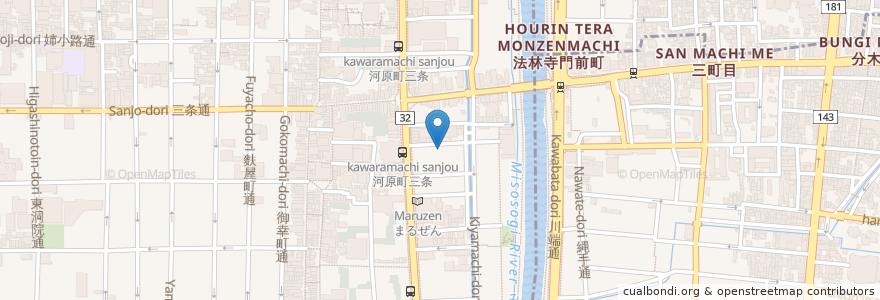 Mapa de ubicacion de 焼肉やる気 河原町店 en Japan, 京都府, Kioto, 中京区.